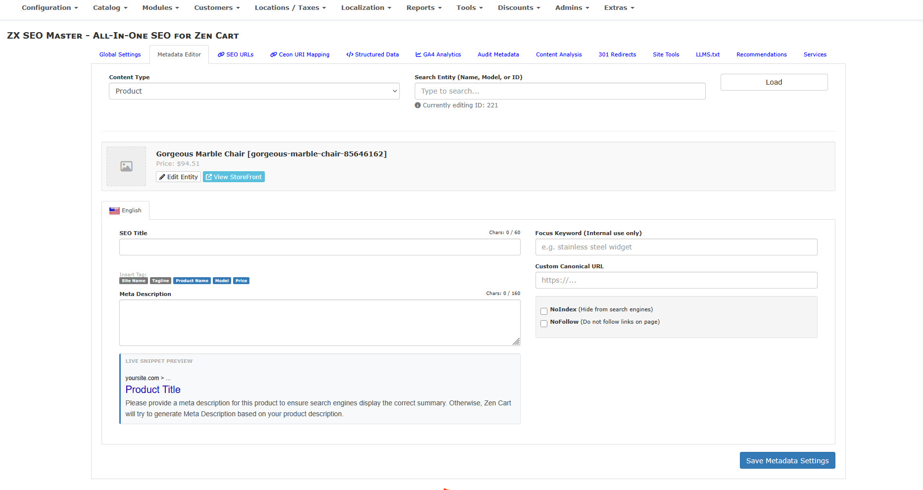 ZX SEO Master Meta Editor