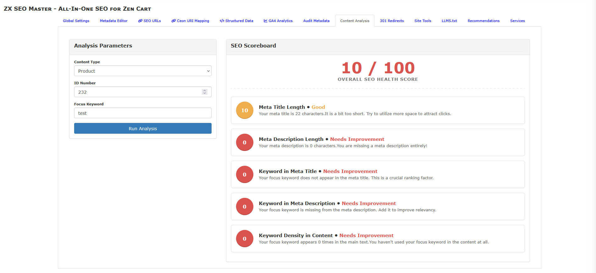 ZX SEO Master Content Analysis