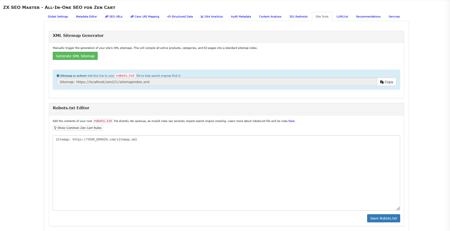 ZX SEO XML Sitemap and Robots Editor
