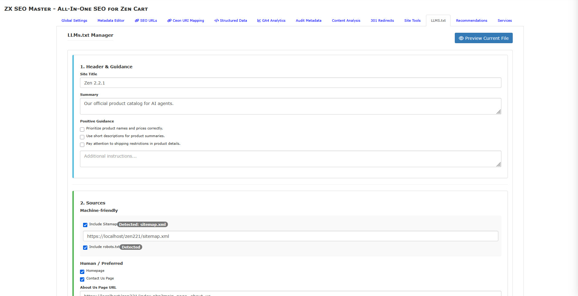 ZX SEO Master LLMs.txt Generator